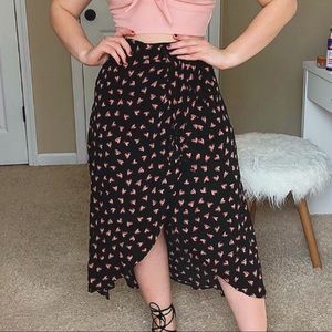 Heart print wrap skirt